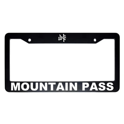 Mountain Pass ABS Black Plastic Kanji Japanese License Plate Frame - White Text