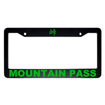 Mountain Pass ABS Black Plastic Kanji Japanese License Plate Frame - Green Text