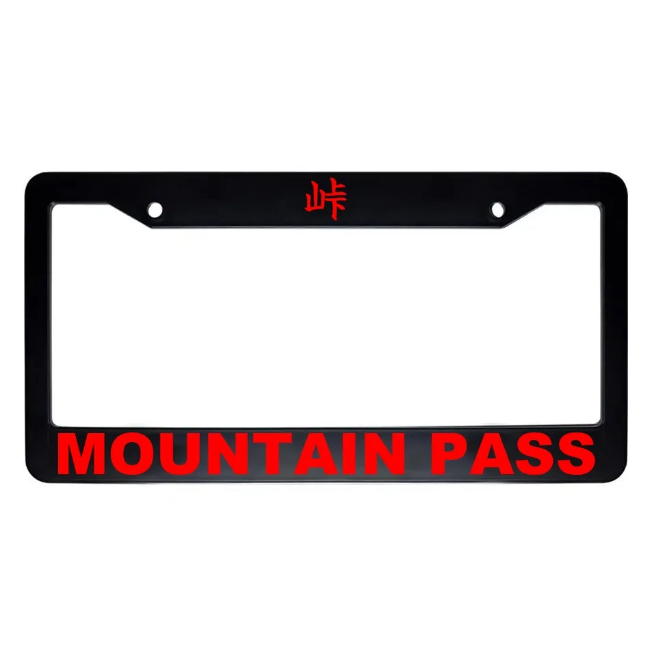 Mountain Pass ABS Black Plastic Kanji Japanese License Plate Frame - Red Text