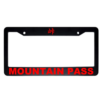 Mountain Pass ABS Black Plastic Kanji Japanese License Plate Frame - Red Text