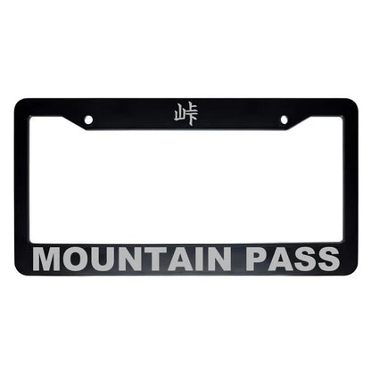 Mountain Pass ABS Black Plastic Kanji Japanese License Plate Frame - Silver Text