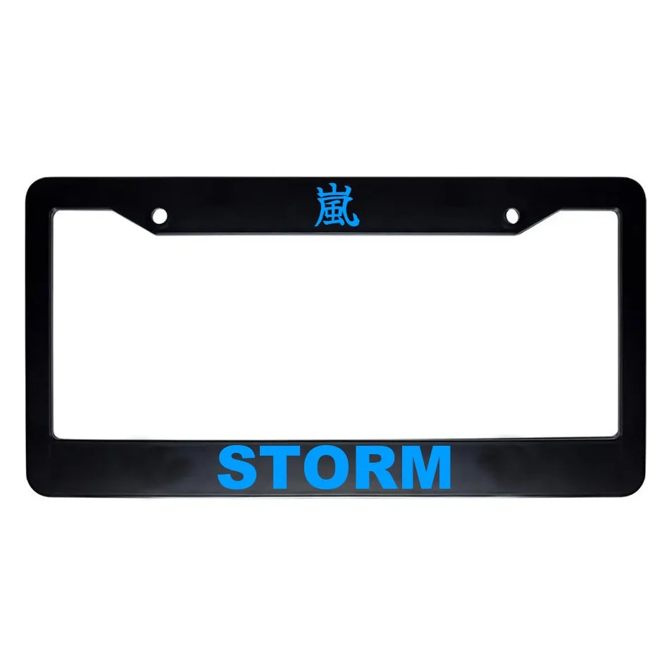 Storm ABS Black Plastic Kanji Japanese License Plate Frame - Blue Text