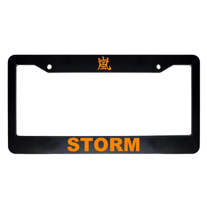 Storm ABS Black Plastic Kanji Japanese License Plate Frame - Orange Text