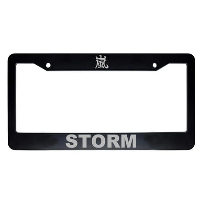 Storm ABS Black Plastic Kanji Japanese License Plate Frame - Silver Text