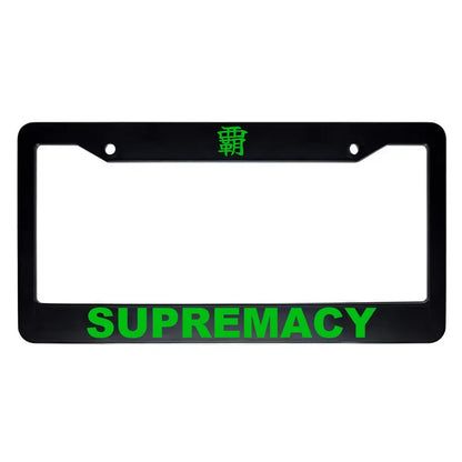 Supremacy ABS Black Plastic Kanji Japanese License Plate Frame - Green Text
