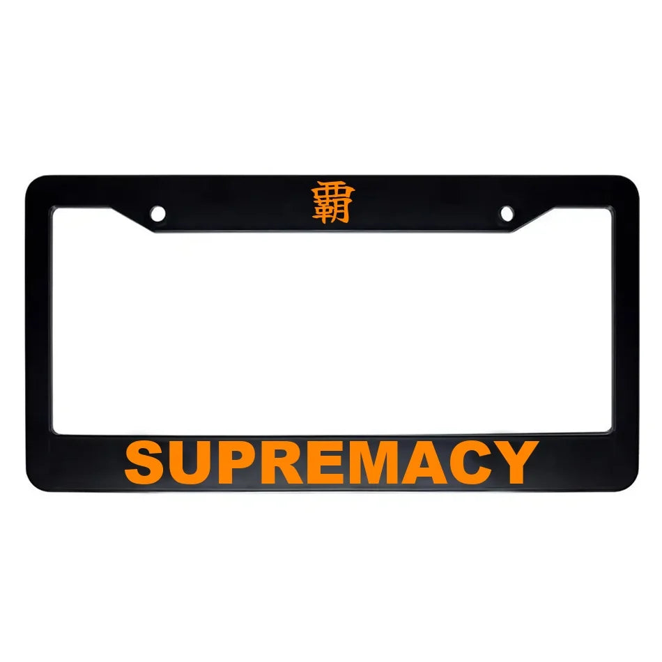 Supremacy ABS Black Plastic Kanji Japanese License Plate Frame - Orange Text