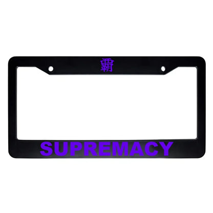 Supremacy ABS Black Plastic Kanji Japanese License Plate Frame - Purple Text