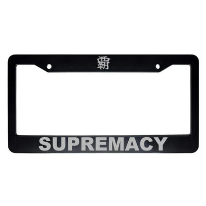 Supremacy ABS Black Plastic Kanji Japanese License Plate Frame - Silver Text