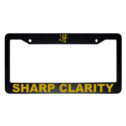 Sharp Clarity ABS Black Plastic Kanji Japanese License Plate Frame - Gold Text