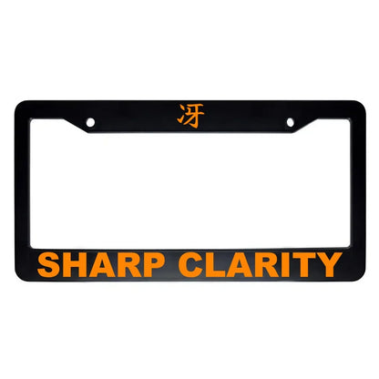 Sharp Clarity ABS Black Plastic Kanji Japanese License Plate Frame - Orange Text