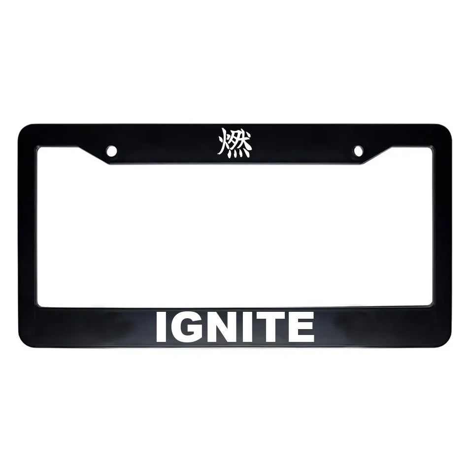 Ignite ABS Black Plastic Kanji Japanese License Plate Frame - White Text
