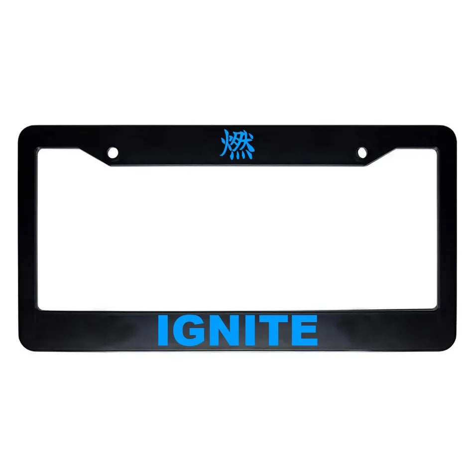 Ignite ABS Black Plastic Kanji Japanese License Plate Frame - Blue Text