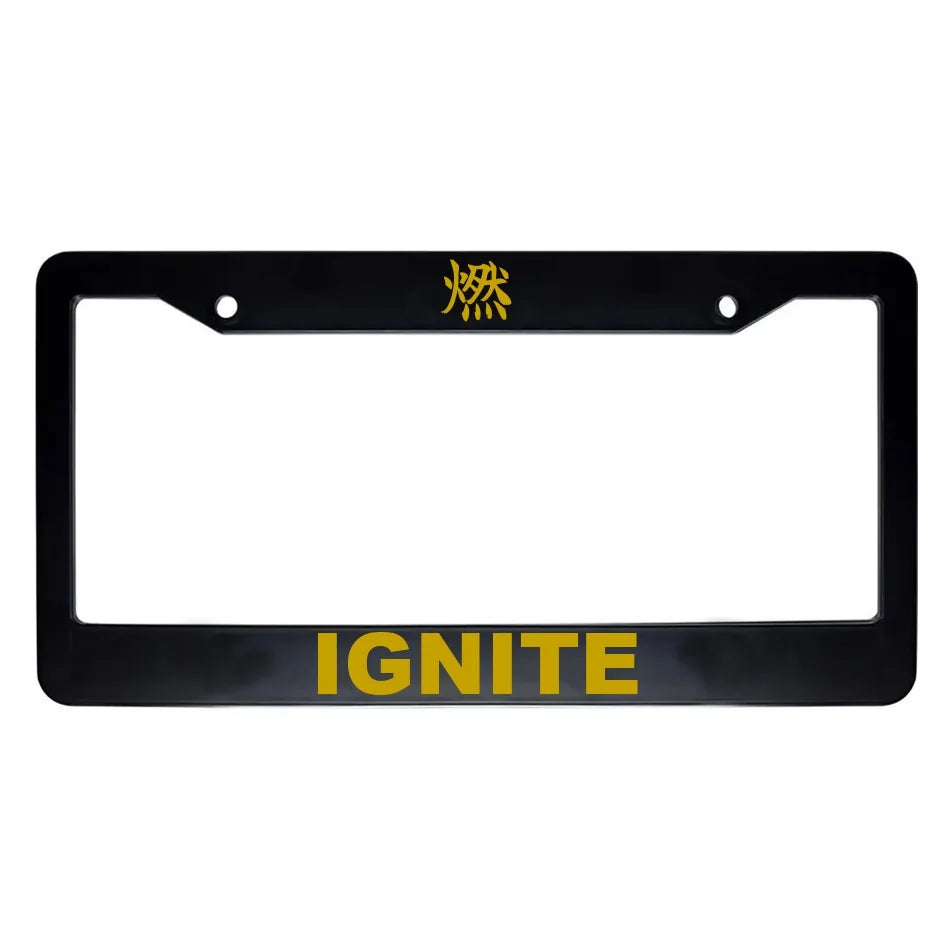 Ignite ABS Black Plastic Kanji Japanese License Plate Frame - Gold Text