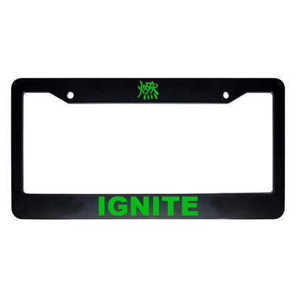 Ignite ABS Black Plastic Kanji Japanese License Plate Frame - Green Text