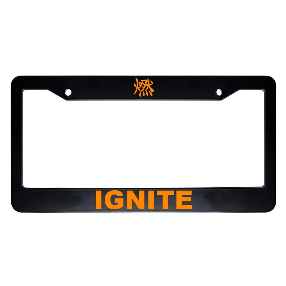 Ignite ABS Black Plastic Kanji Japanese License Plate Frame - Orange Text