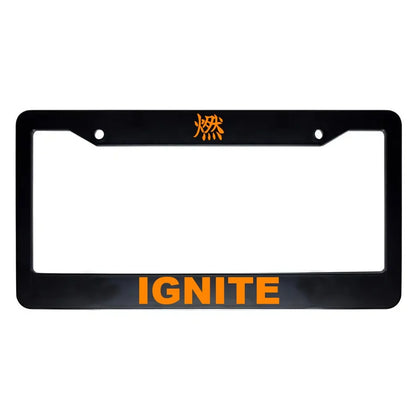 Ignite ABS Black Plastic Kanji Japanese License Plate Frame - Orange Text