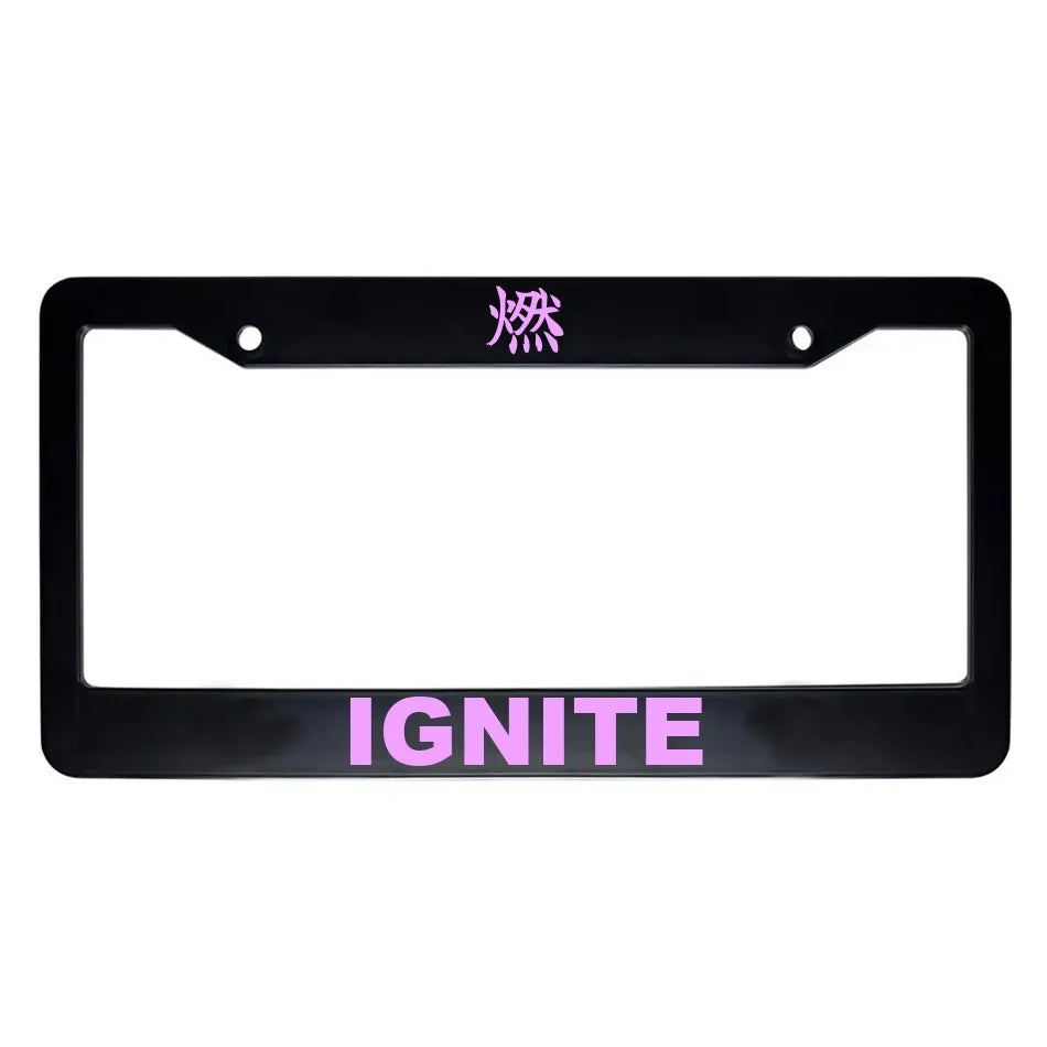 Ignite ABS Black Plastic Kanji Japanese License Plate Frame - Pink Text