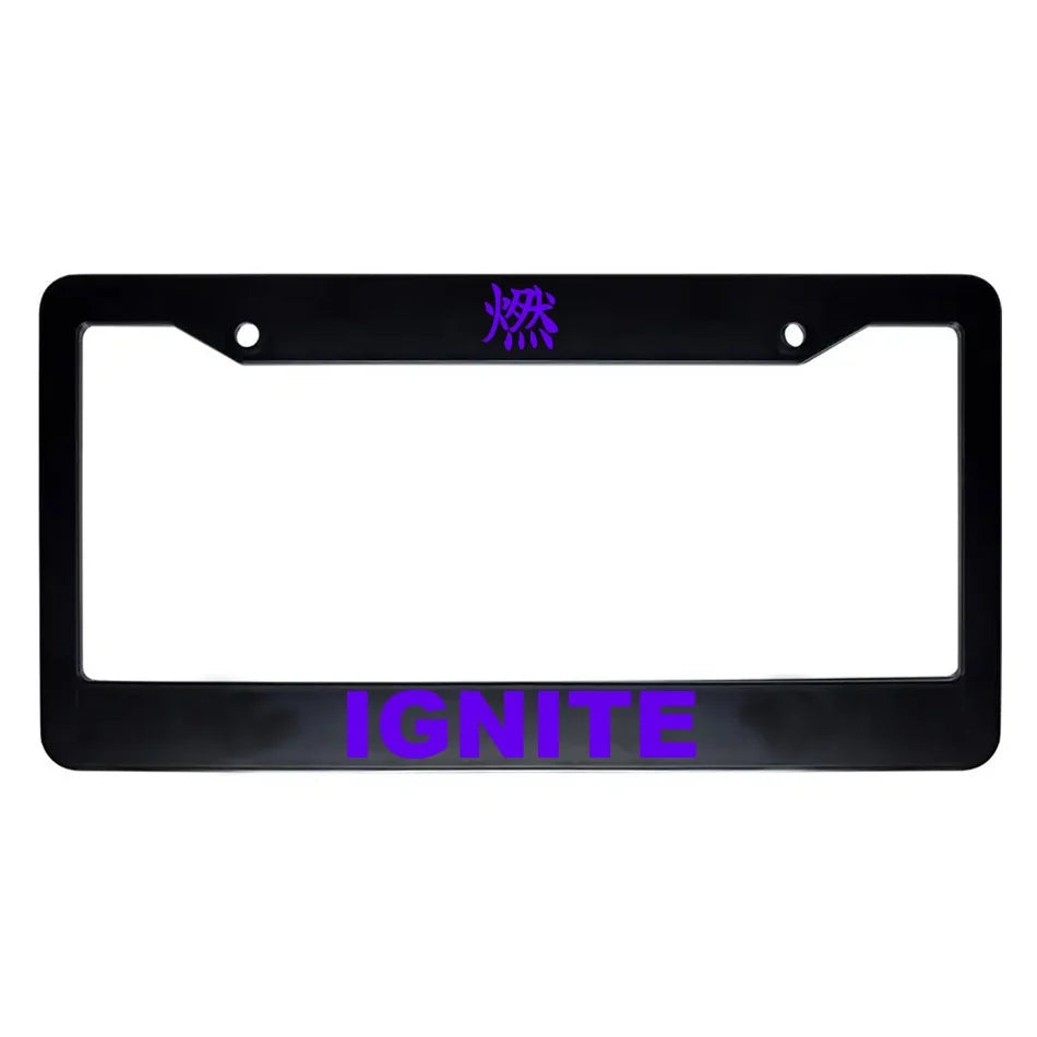Ignite ABS Black Plastic Kanji Japanese License Plate Frame - Purple Text