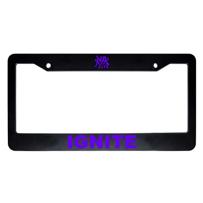 Ignite ABS Black Plastic Kanji Japanese License Plate Frame - Purple Text