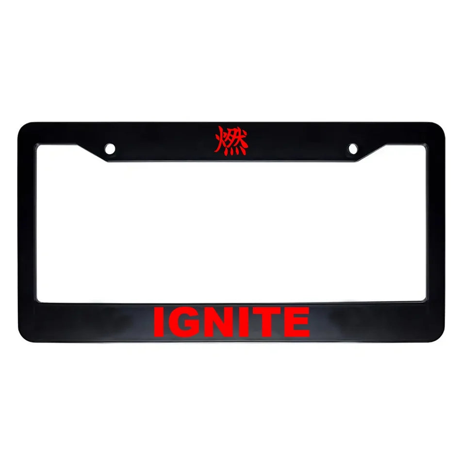 Ignite ABS Black Plastic Kanji Japanese License Plate Frame - Red Text