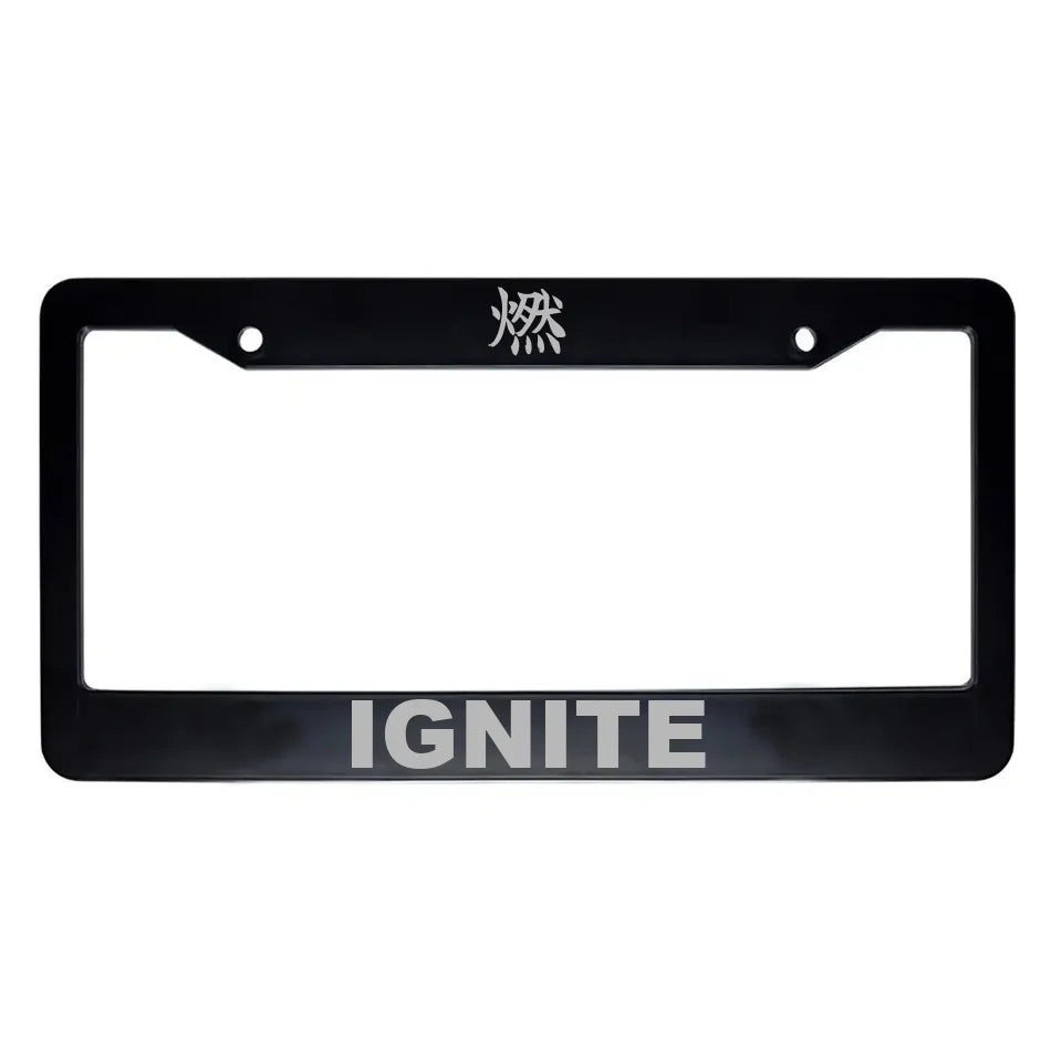 Ignite ABS Black Plastic Kanji Japanese License Plate Frame - Silver Text
