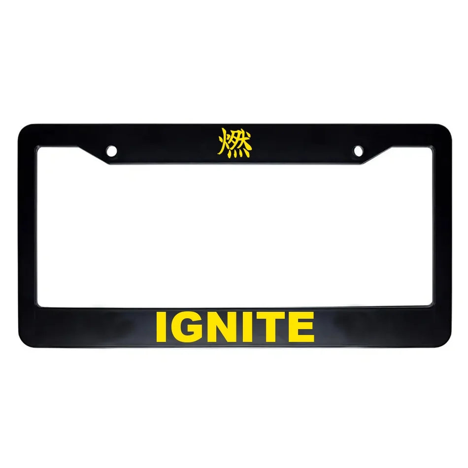 Ignite ABS Black Plastic Kanji Japanese License Plate Frame - Yellow Text