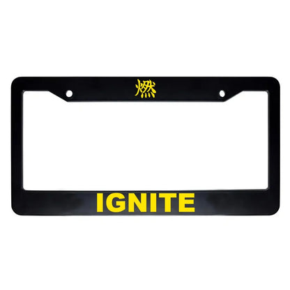 Ignite ABS Black Plastic Kanji Japanese License Plate Frame - Yellow Text