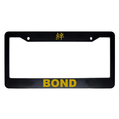 Bond ABS Black Plastic Kanji Japanese License Plate Frame - Gold Text