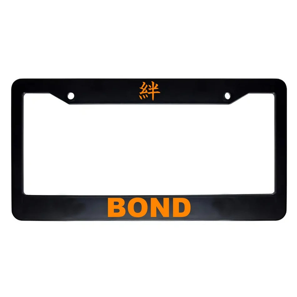 Bond ABS Black Plastic Kanji Japanese License Plate Frame - Orange Text