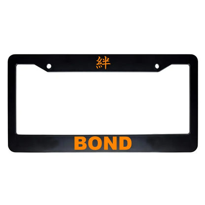 Bond ABS Black Plastic Kanji Japanese License Plate Frame - Orange Text