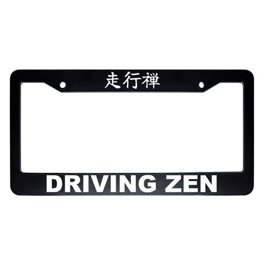 Driving Zen ABS Black Plastic Kanji Japanese License Plate Frame - White Text