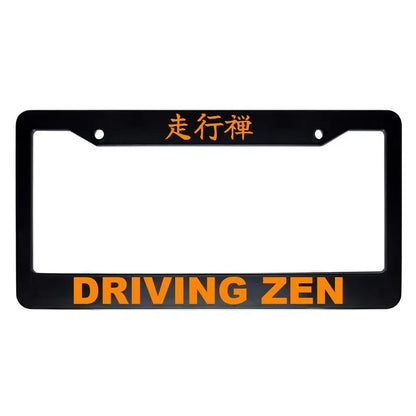 Driving Zen ABS Black Plastic Kanji Japanese License Plate Frame - Orange Text