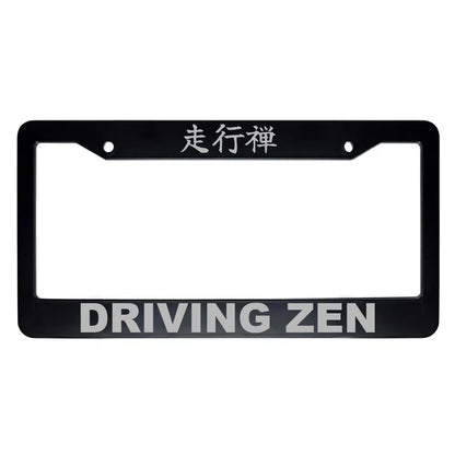 Driving Zen ABS Black Plastic Kanji Japanese License Plate Frame - Silver Text