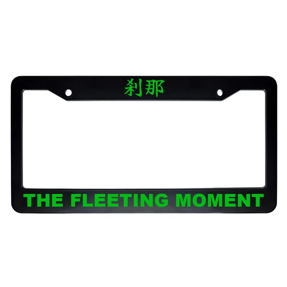 The Fleeting Moment ABS Black Plastic Kanji Japanese License Plate Frame - Green Text
