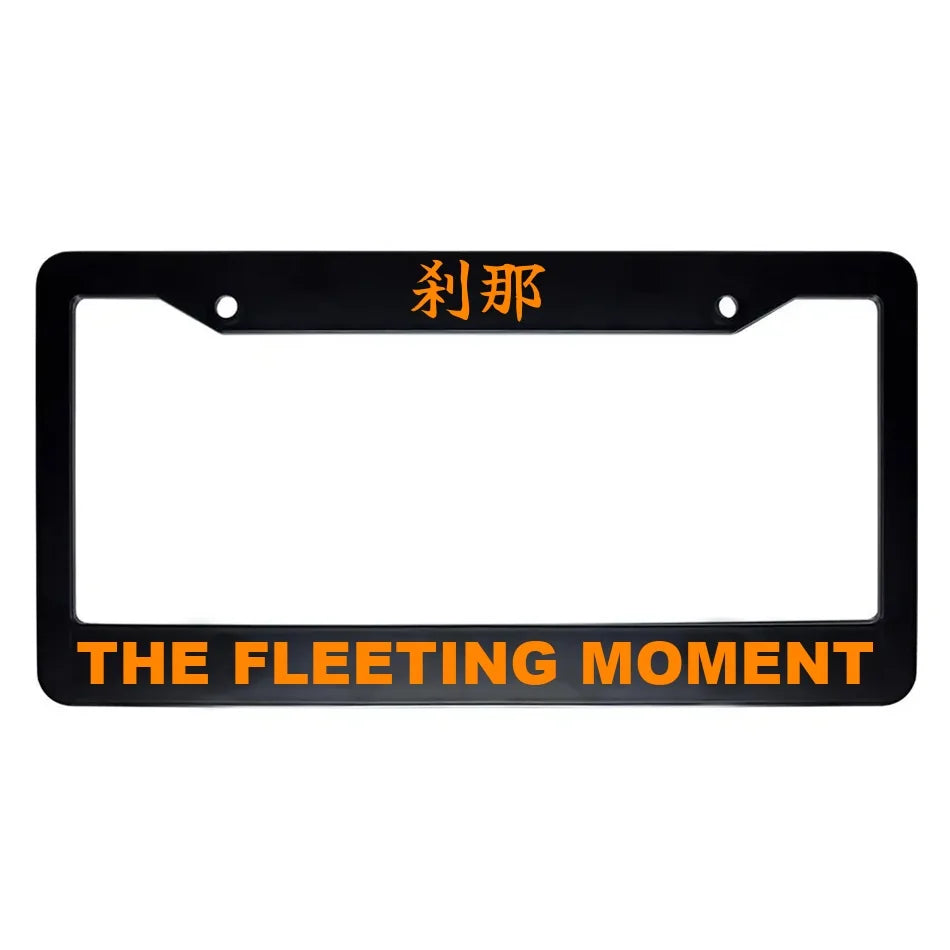 The Fleeting Moment ABS Black Plastic Kanji Japanese License Plate Frame - Orange Text
