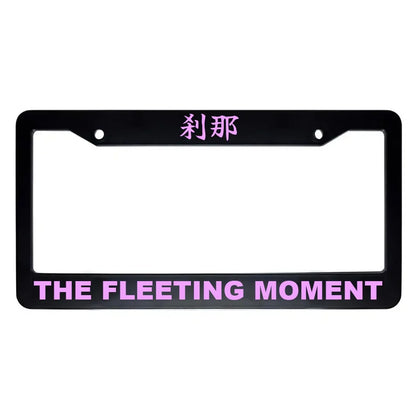 The Fleeting Moment ABS Black Plastic Kanji Japanese License Plate Frame - Pink Text