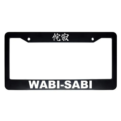Wabi-sabi ABS Black Plastic Kanji Japanese License Plate Frame - White Text