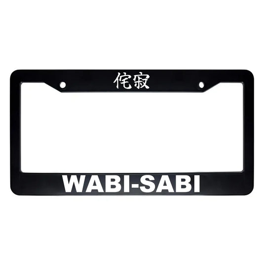Wabi-sabi ABS Black Plastic Kanji Japanese License Plate Frame - White Text