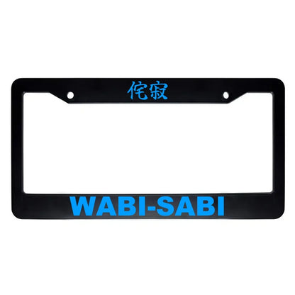 Wabi-sabi ABS Black Plastic Kanji Japanese License Plate Frame - Blue Text