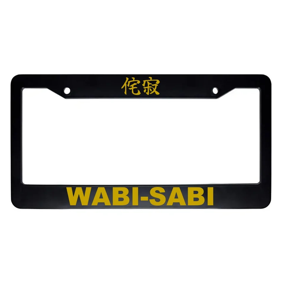 Wabi-sabi ABS Black Plastic Kanji Japanese License Plate Frame - Gold Text