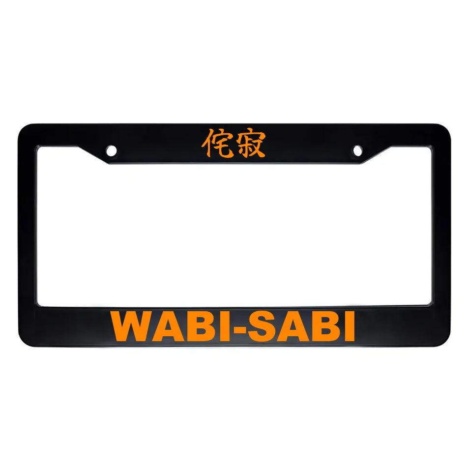Wabi-sabi ABS Black Plastic Kanji Japanese License Plate Frame - Orange Text