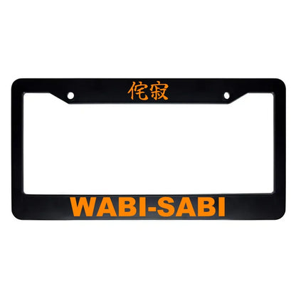 Wabi-sabi ABS Black Plastic Kanji Japanese License Plate Frame - Orange Text