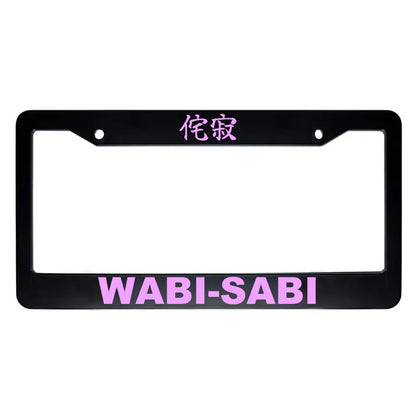 Wabi-sabi ABS Black Plastic Kanji Japanese License Plate Frame - Pink Text