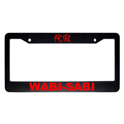 Wabi-sabi ABS Black Plastic Kanji Japanese License Plate Frame - Red Text