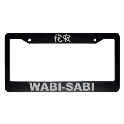 Wabi-sabi ABS Black Plastic Kanji Japanese License Plate Frame - Silver Text