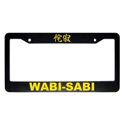 Wabi-sabi ABS Black Plastic Kanji Japanese License Plate Frame - Yellow Text