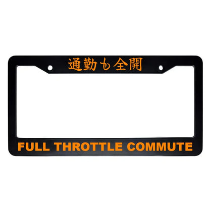 Full Throttle Commute ABS Black Plastic Kanji Japanese License Plate Frame - Orange Text