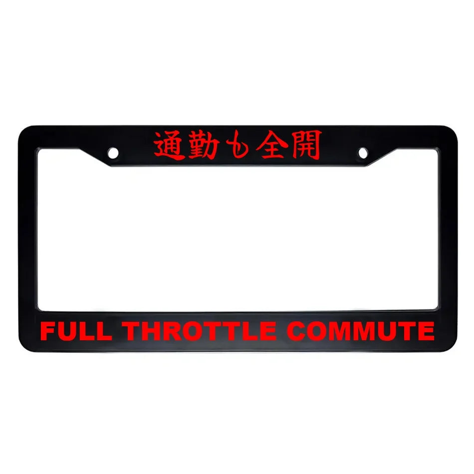 Full Throttle Commute ABS Black Plastic Kanji Japanese License Plate Frame - Red Text
