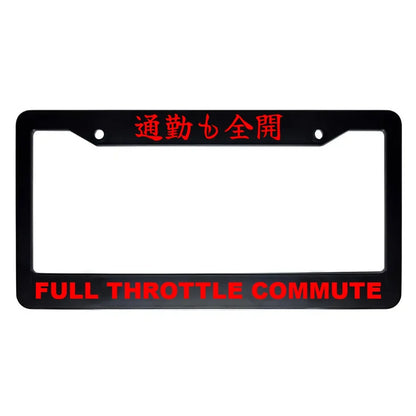 Full Throttle Commute ABS Black Plastic Kanji Japanese License Plate Frame - Red Text