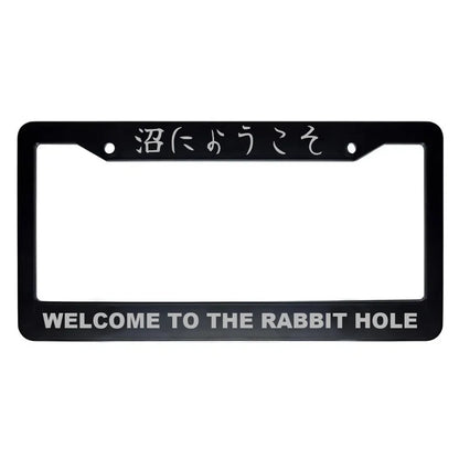 Welcome to the Rabbit Hole ABS Black Plastic Kanji Japanese License Plate Frame - Silver Text
